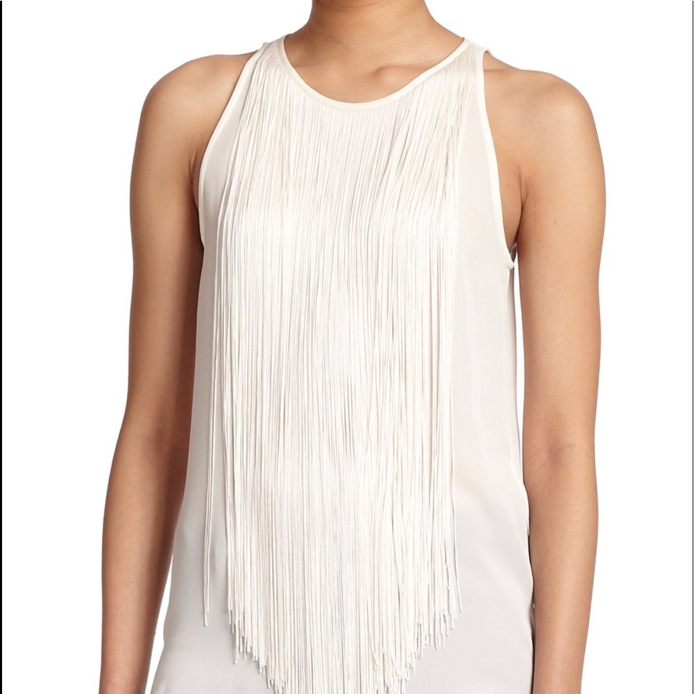 Theory Montien Fringe Silk Blouse